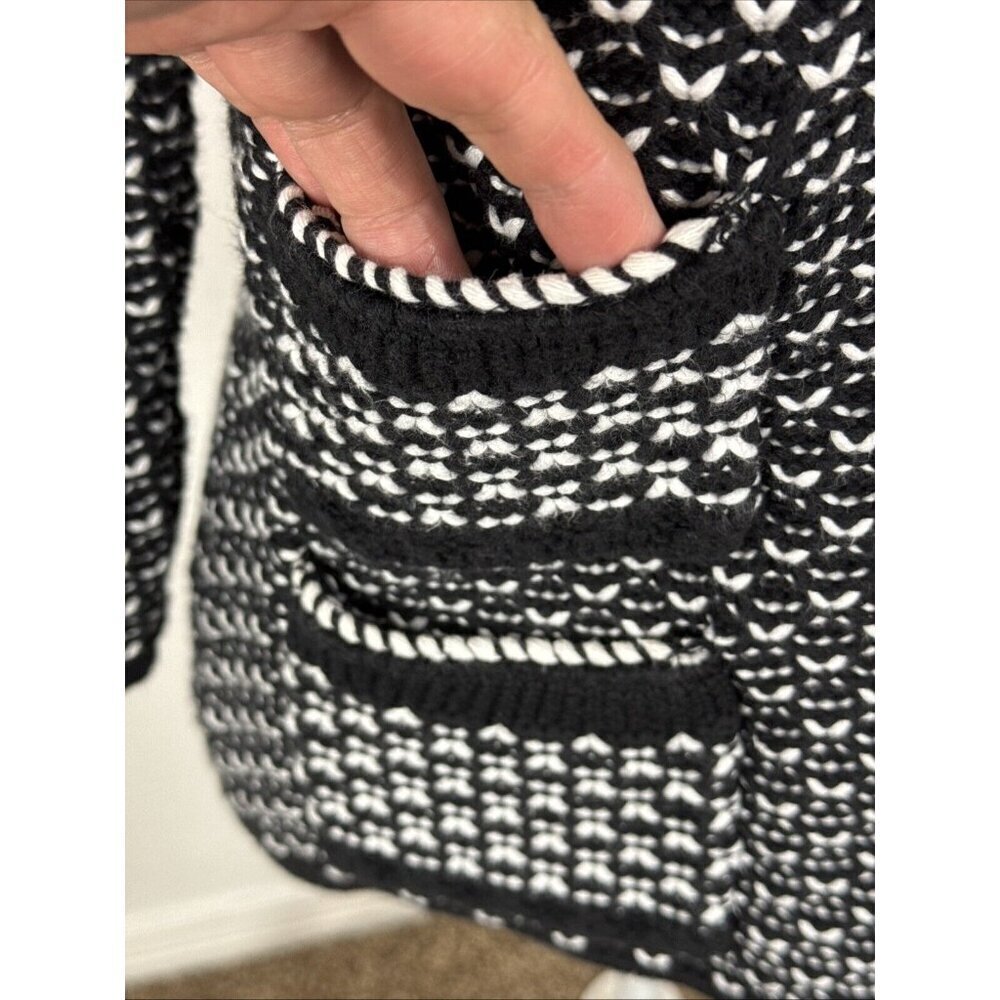 White House‎ Black Market Women's M Fitted 3 Button Knit Blazer Black & White - Picture 6 of 13